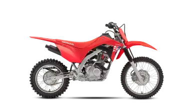 Honda CRF125F kinder-offroadmotor model 2025, zijaanzicht rechts