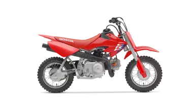 Honda CRF50F kinder-offroadmotor model 2025, zijaanzicht rechts