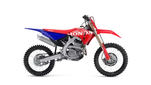 Honda CRF250R crossmotor model 2027 in Extreme Red, zijaanzicht rechts