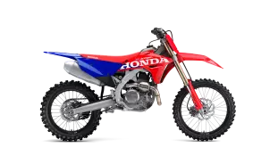 Honda CRF450R crossmotor model 2027 in Extreme Red, zijaanzicht rechts